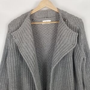 Lou & Grey Crossover Wrap Cardigan Sweater Gray Wool‎ Cotton Blend